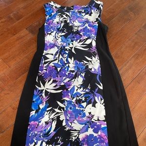 Connected Apparel Black and Purple Floral Dress